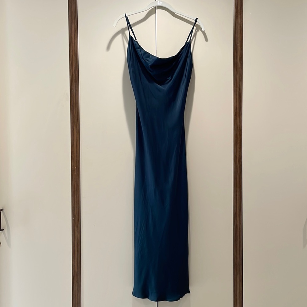 Zara Cowl Neck Slip Dress Teal Sz S